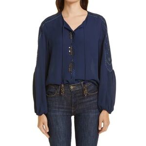 KOBI HALPERIN Maeve Silk Blouse Peacock Blue